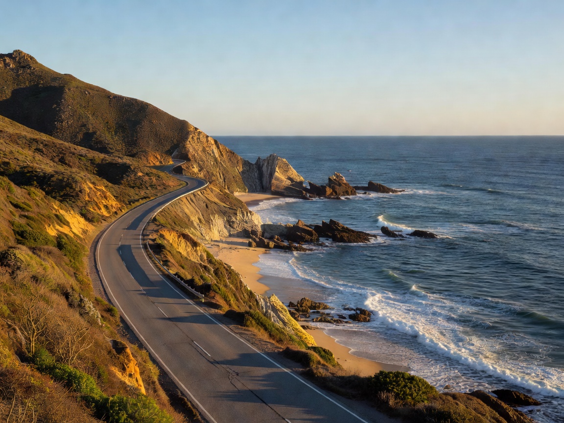 Coastal highway beside the ocean